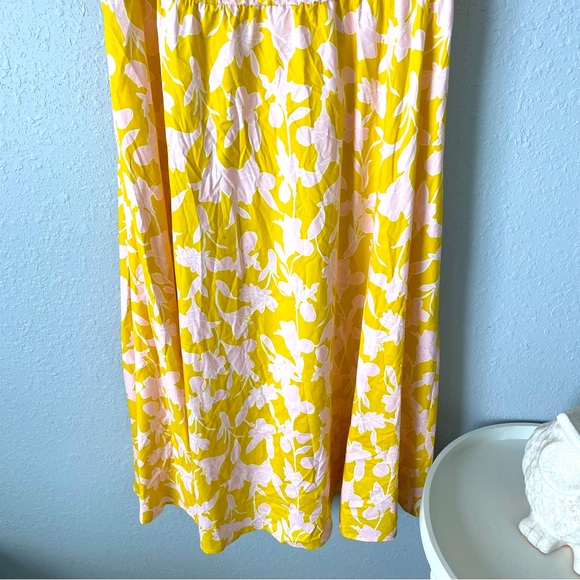 Eloquii Puff Sleeve Fit and Flare Yellow Floral Print Midi Dress Size 16 - Picture 9 of 11